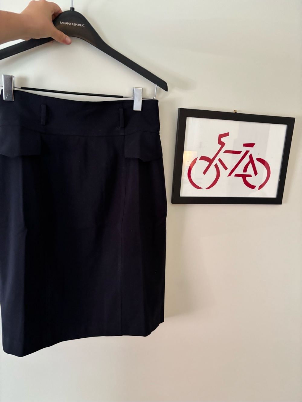 Navy High-Waist Pencil Skirt